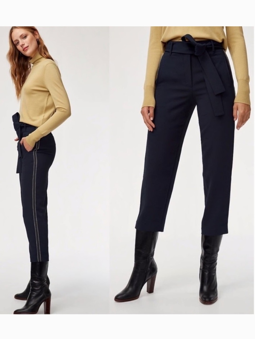 Aritzia Wilfred | Women’s Navy High-Rise Jallade Pant Cropped Trousers Size 8